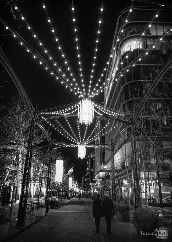 Night at The Wharf, Washington DC Black and White