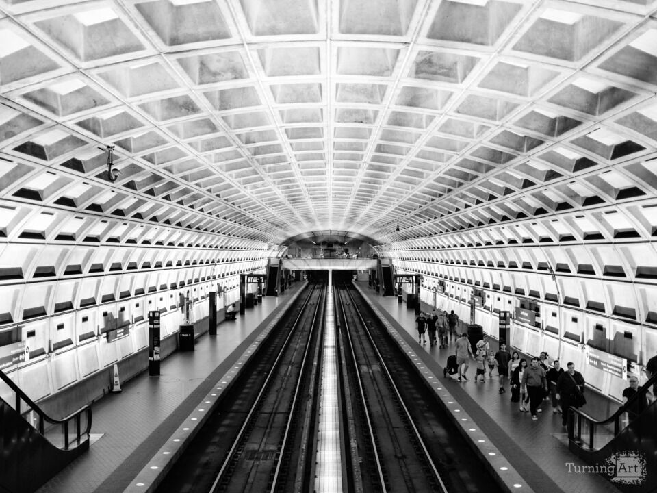 Washington DC Metro Station, Black and White