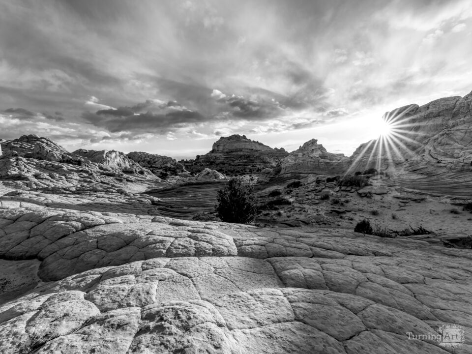 Sunburst Over White Pocket Vermilion Cliffs Grayscale