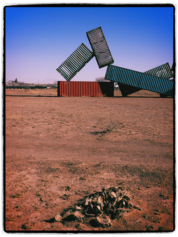 Art Installation and Cactus - Marfa