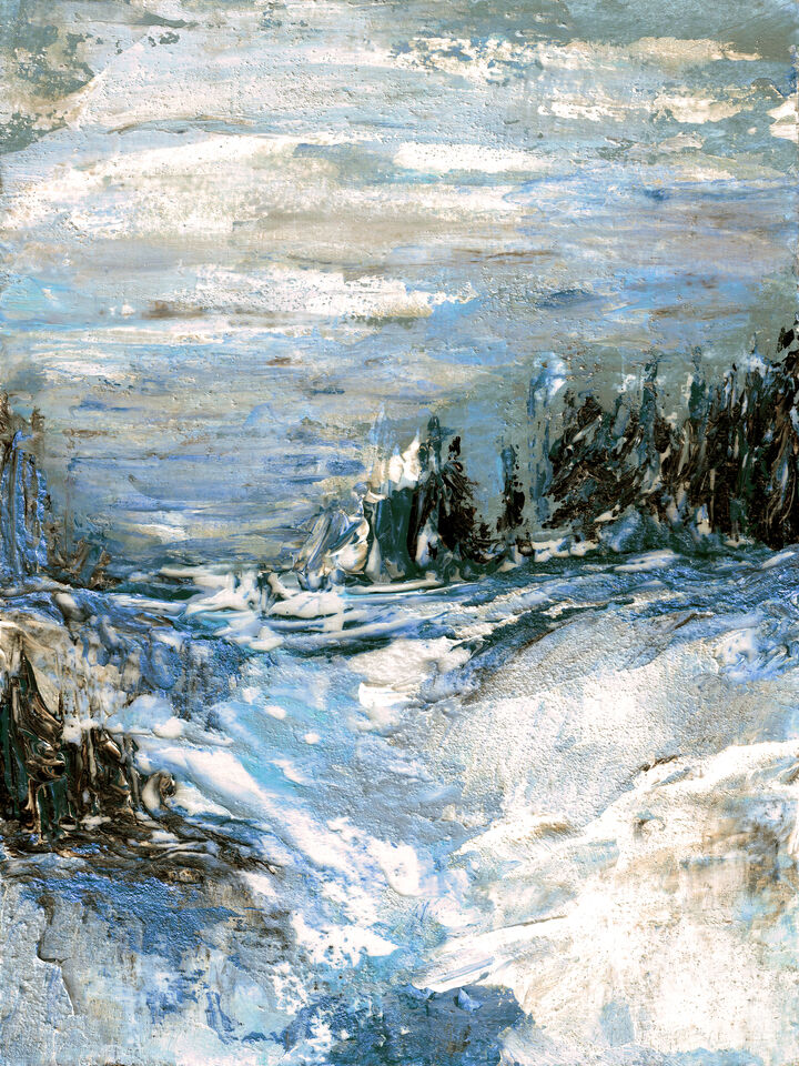 IN THE FOREST 1 BLUE - ABSTRACT TREES LANDSCAPE PAINTING (DIPTYCH)