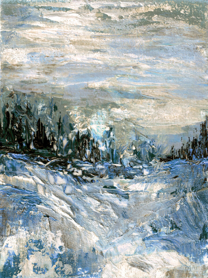 IN THE FOREST 2 BLUE - ABSTRACT TREES LANDSCAPE PAINTING (DIPTYCH)