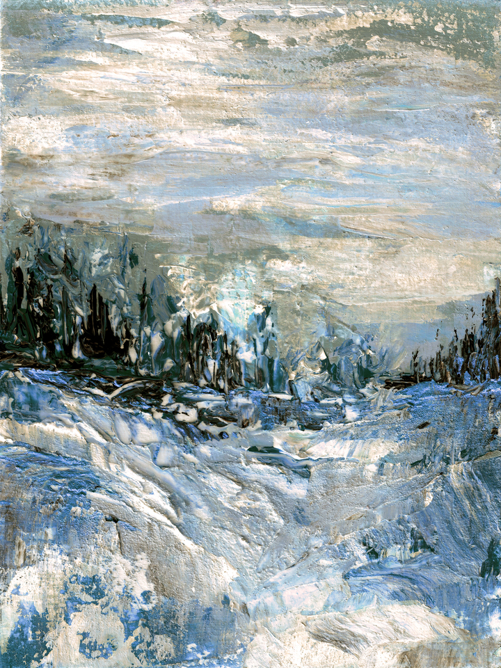 IN THE FOREST 2 BLUE - ABSTRACT TREES LANDSCAPE PAINTING (DIPTYCH)