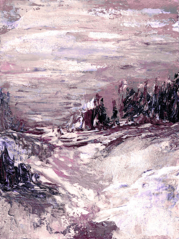 IN THE FOREST 1 PURPLE - ABSTRACT TREES LANDSCAPE PAINTING (DIPTYCH)