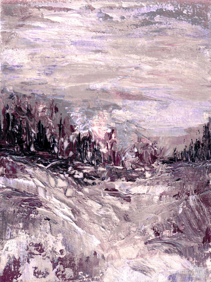 IN THE FOREST 2 PURPLE - ABSTRACT TREES LANDSCAPE PAINTING (DIPTYCH)