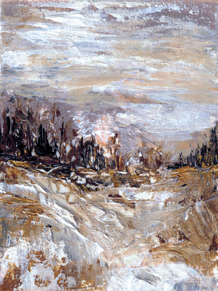IN THE FOREST 2 RUST GOLD - ABSTRACT TREES LANDSCAPE PAINTING (DIPTYCH)