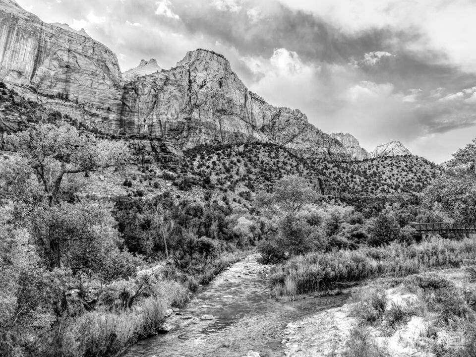Virgin River Evening In Zion Grayscale