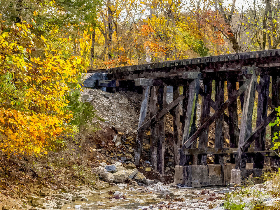Rustic Train Bridge Over Roark Creek Painterly