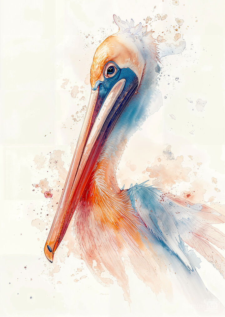 Vibrant Rainbow Pelican Portrait