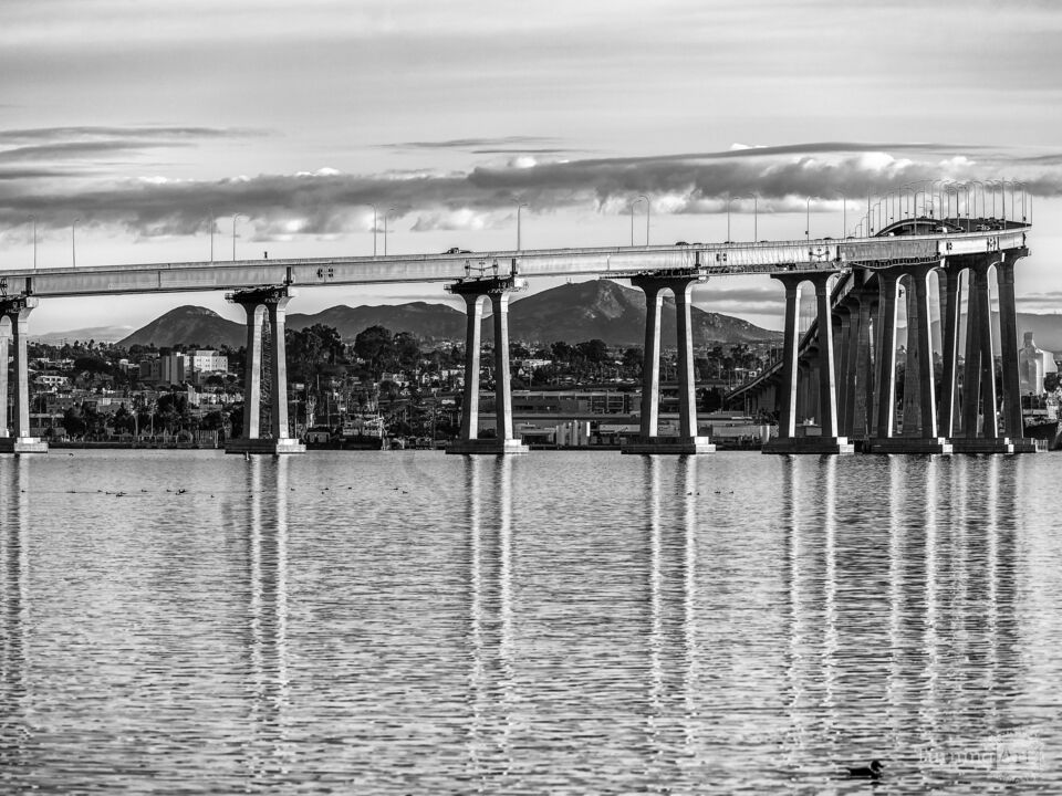Coronado Bridge Reflections - Monochrome
