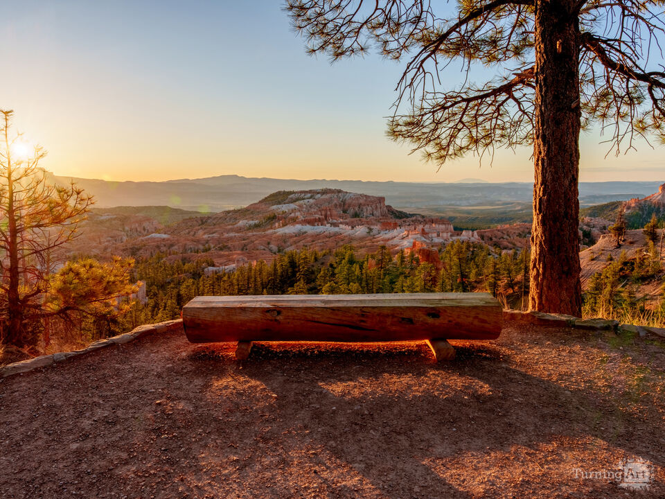 Sunrise Bench Glow Bryce Canyon