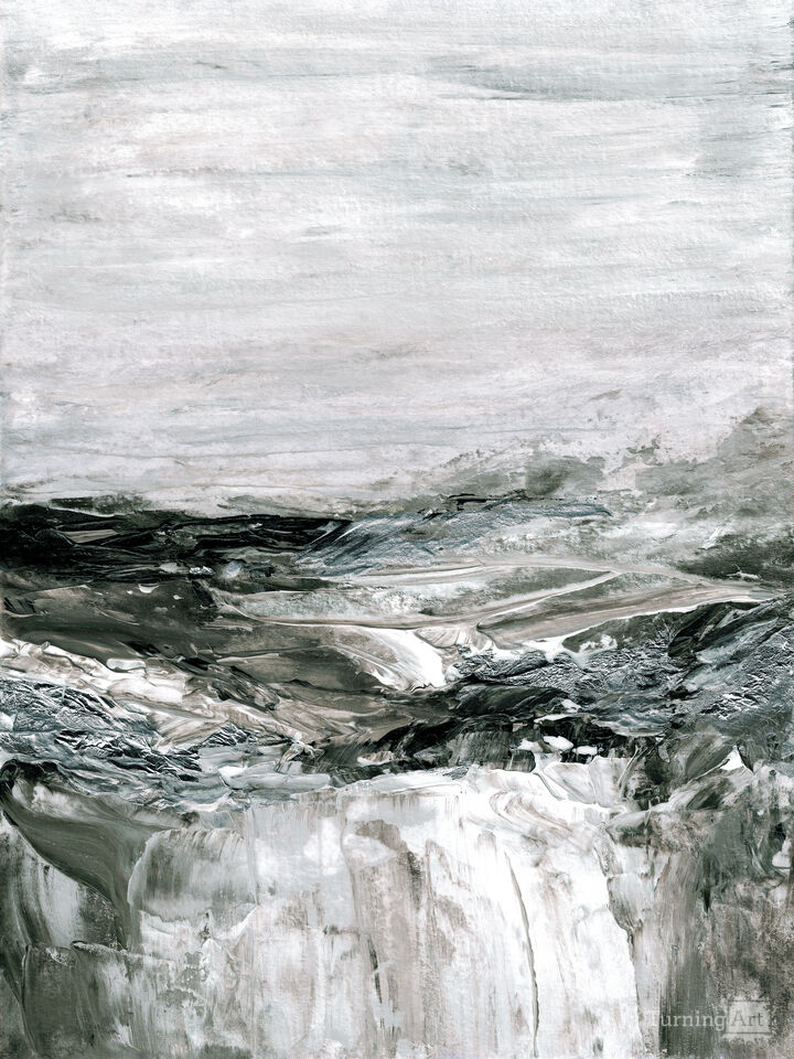 UPHILL JOURNEY 2 SILVER GREYSCALE NEUTRAL - ABSTRACT LANDSCAPE