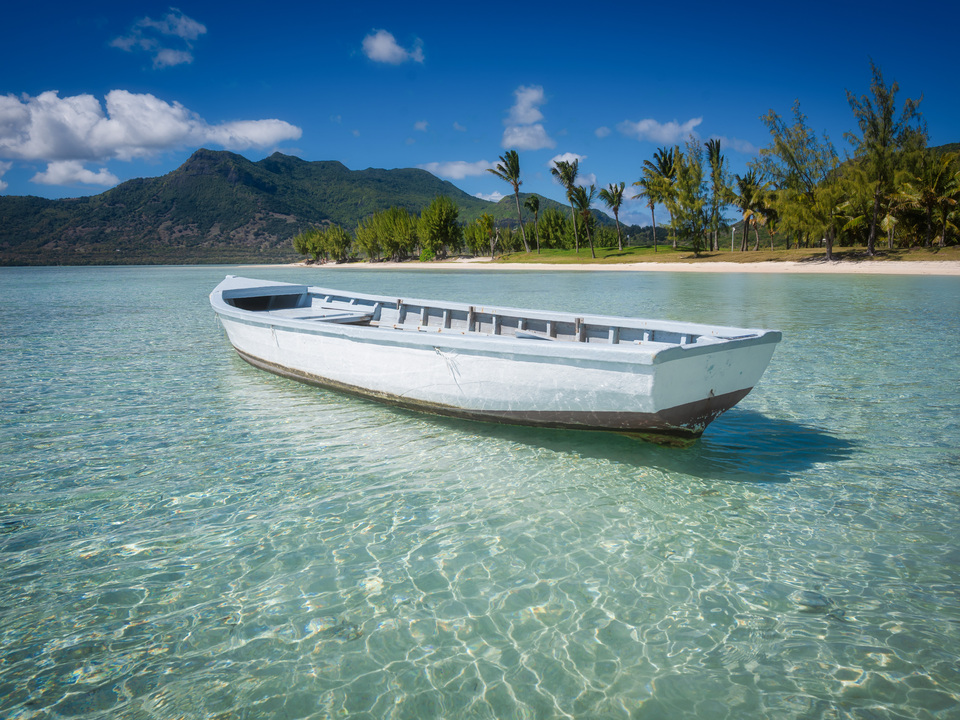 Wooden Boat on Lagoon