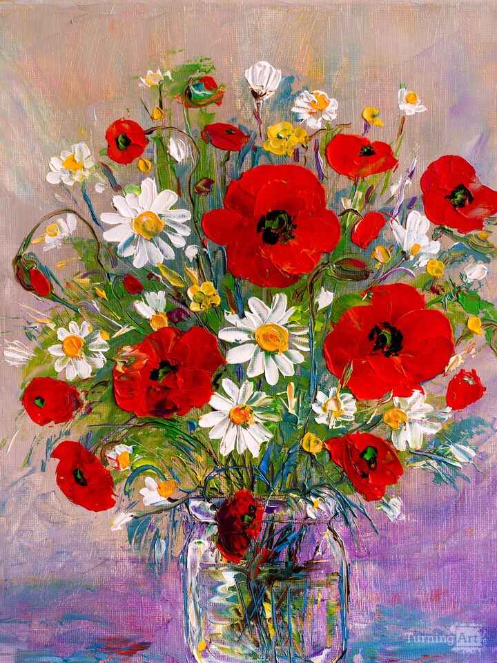 Bouquet of Poppies and Daisies