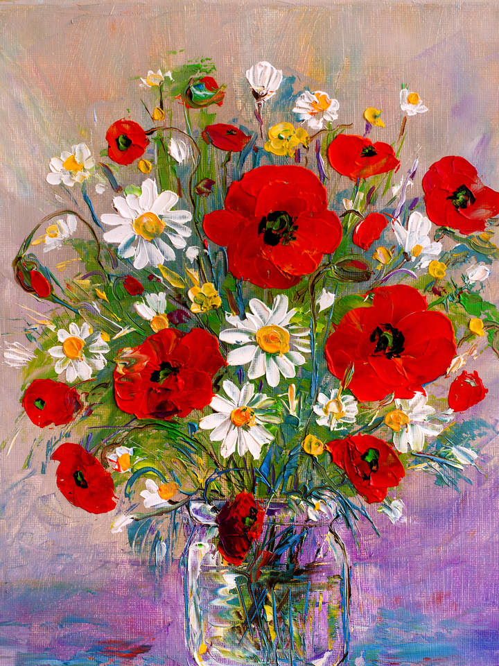Bouquet of Poppies and Daisies