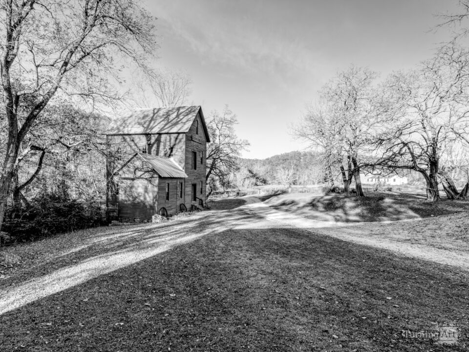 Timeless Mill Ozarks Landmark Grayscale