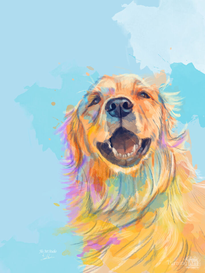 Golden Smile - Dog Painting