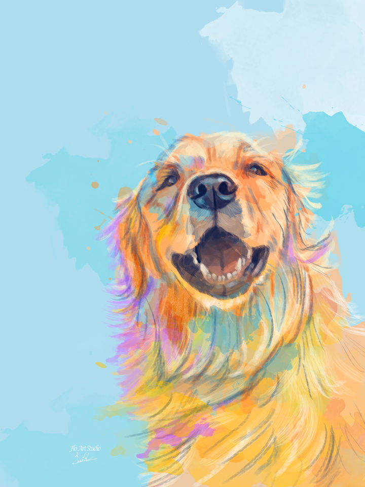 Golden Smile - Dog Painting