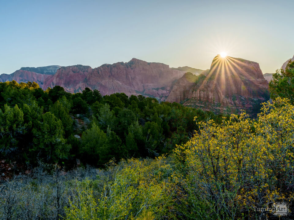 Morning Sunburst Zion National Park Kolob Canyons
