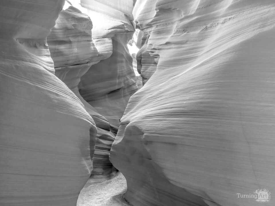 Walking Through Secret Antelope Canyon Grayscale