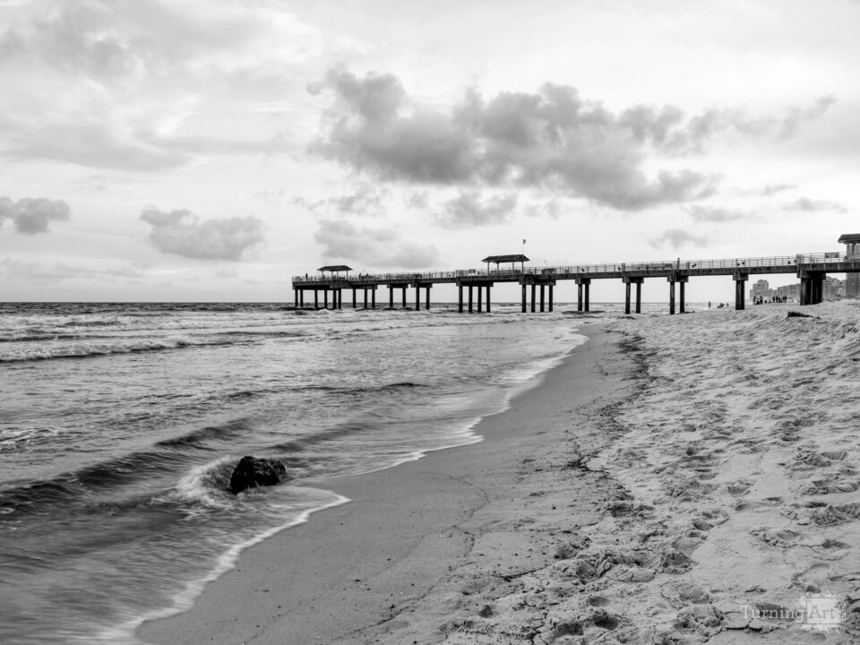 Sunset Surf Orange Beach Alabama Grayscale
