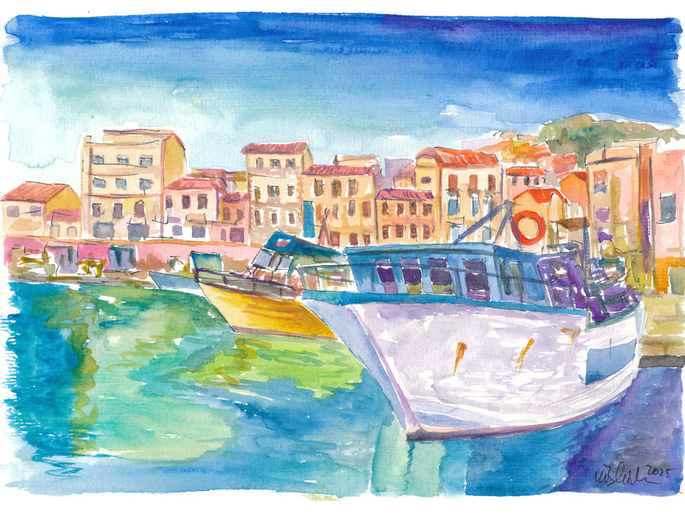 La Maddalena Old Port View of Mediterranean Harbor