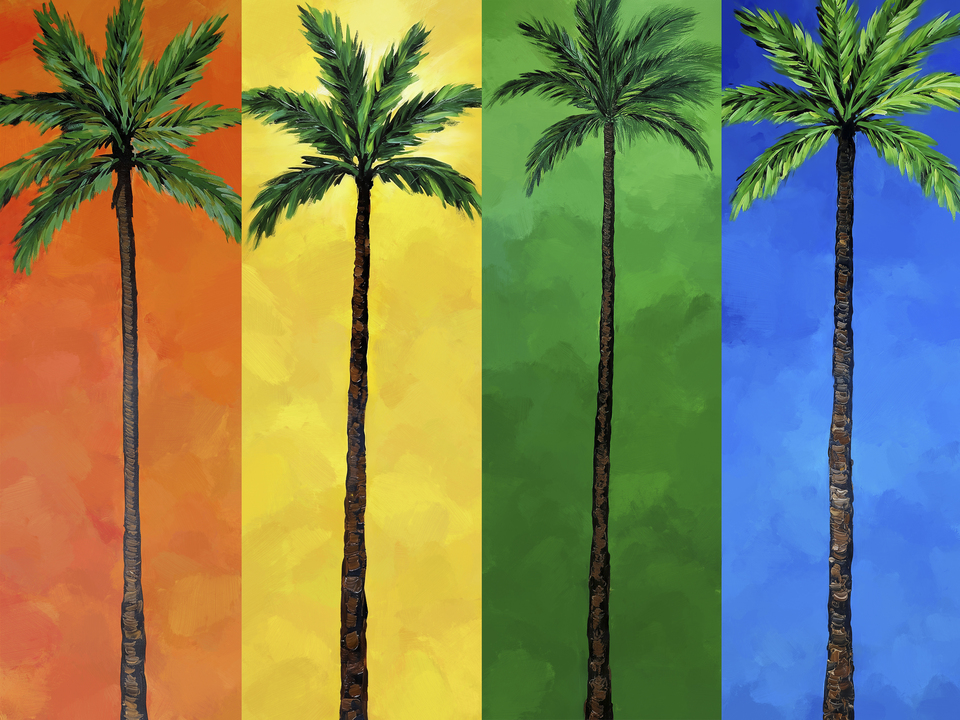 Palm Tree Rainbow Polyptych