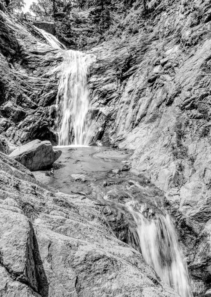 Three Waterfalls Of Seven Falls Grayscale