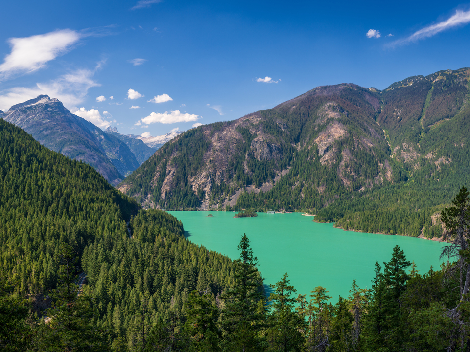 Diablo Lake from summit of Thunder Knob Trail