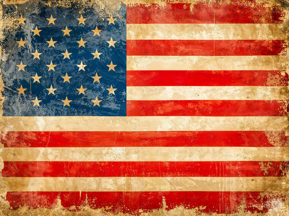 Vintage American Flag with Distressed Texture