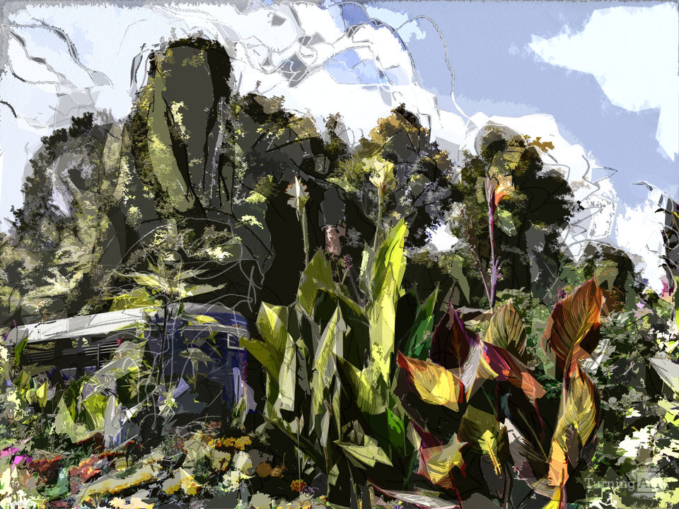 Garden landscape with Horse Trailer C