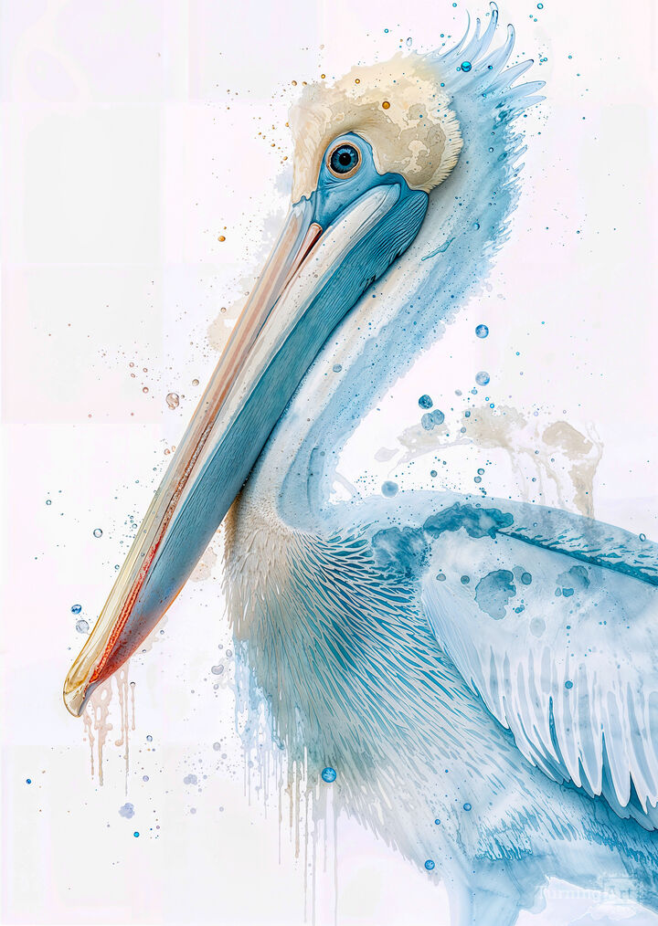 Elegant Pelican in Blue Hues