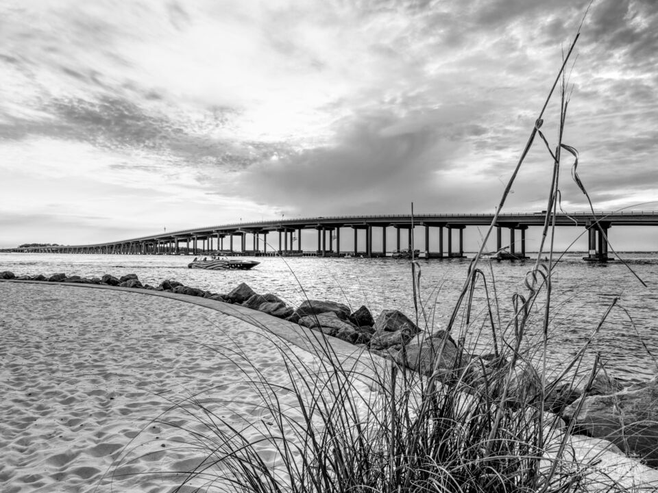 Evening Calm At East Pass Grayscale