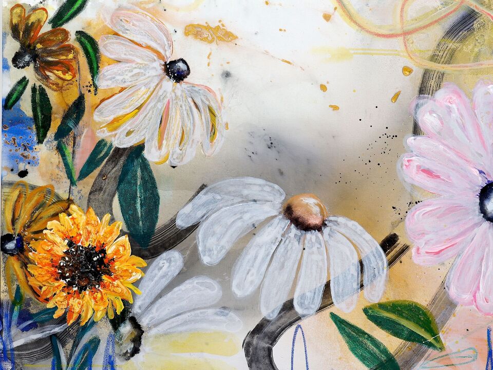 Fading into warmth- still life flowers  