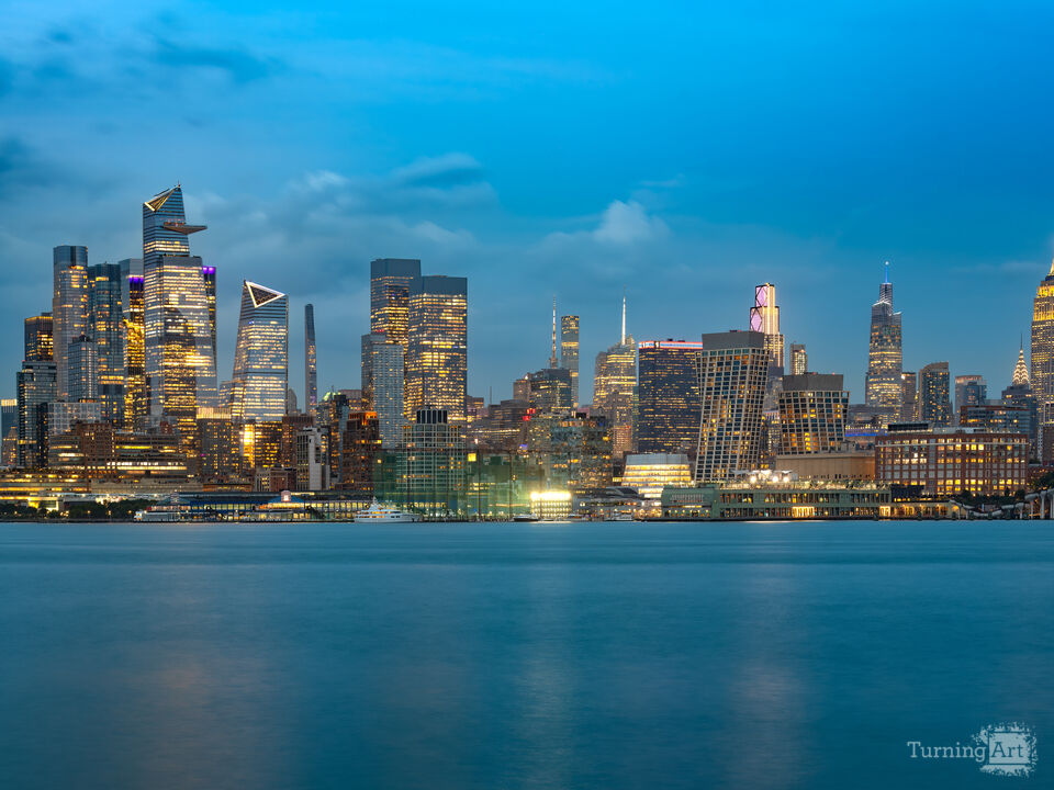 New York City skyline at dusk