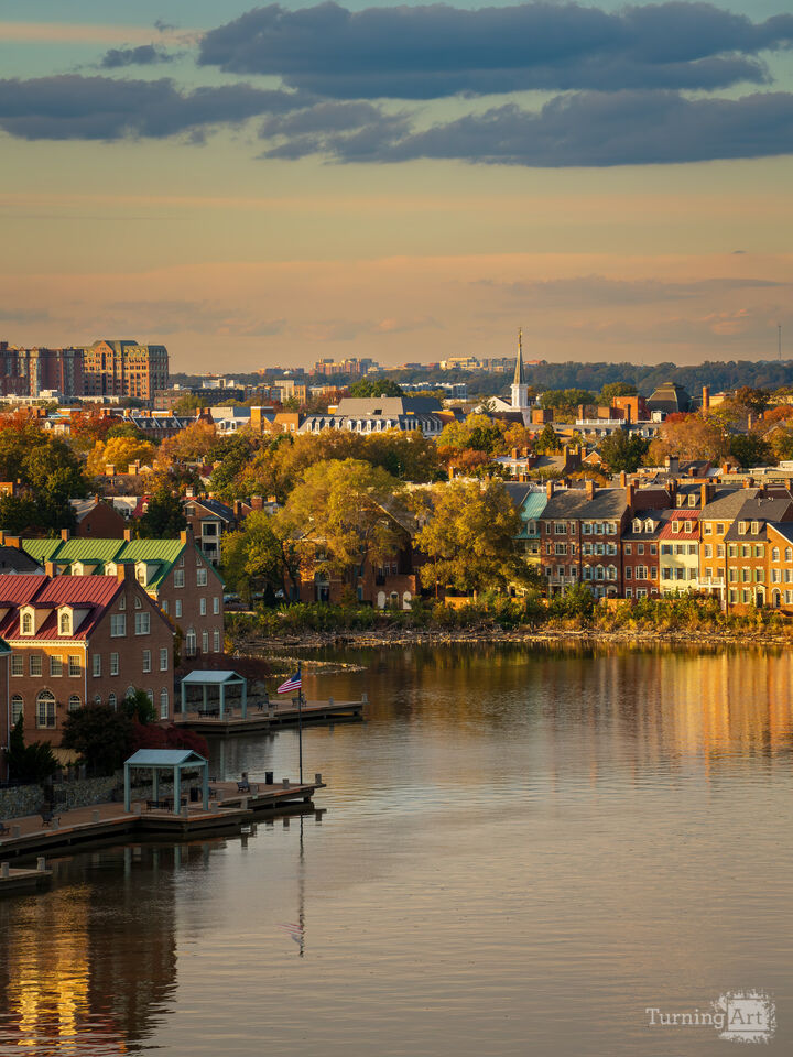 Sunset over Old Town Alexandria in Virginia