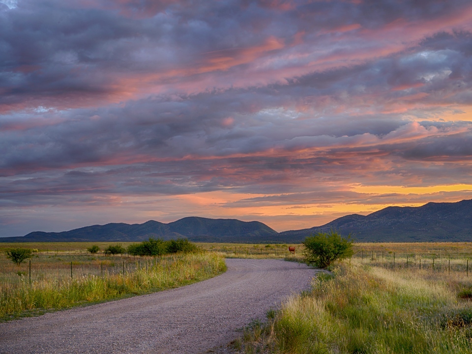 Sunset on The Road to Lochiel, Arizona