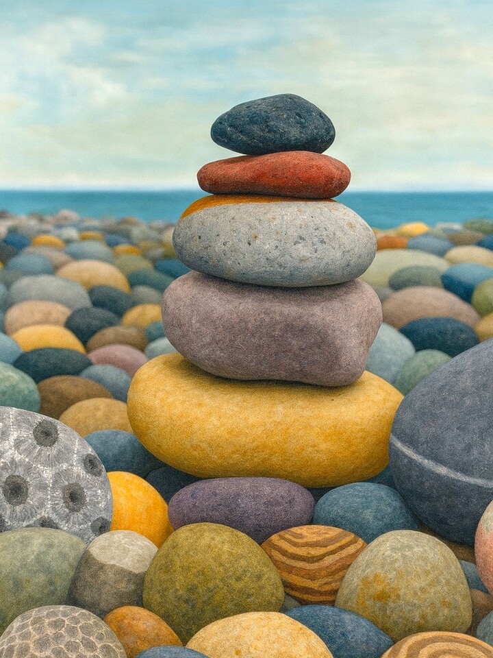 Stacked Stones with Petoskey Stone