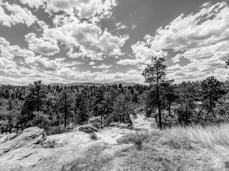 Dramatic Sky Over Pikes Peak Grayscale