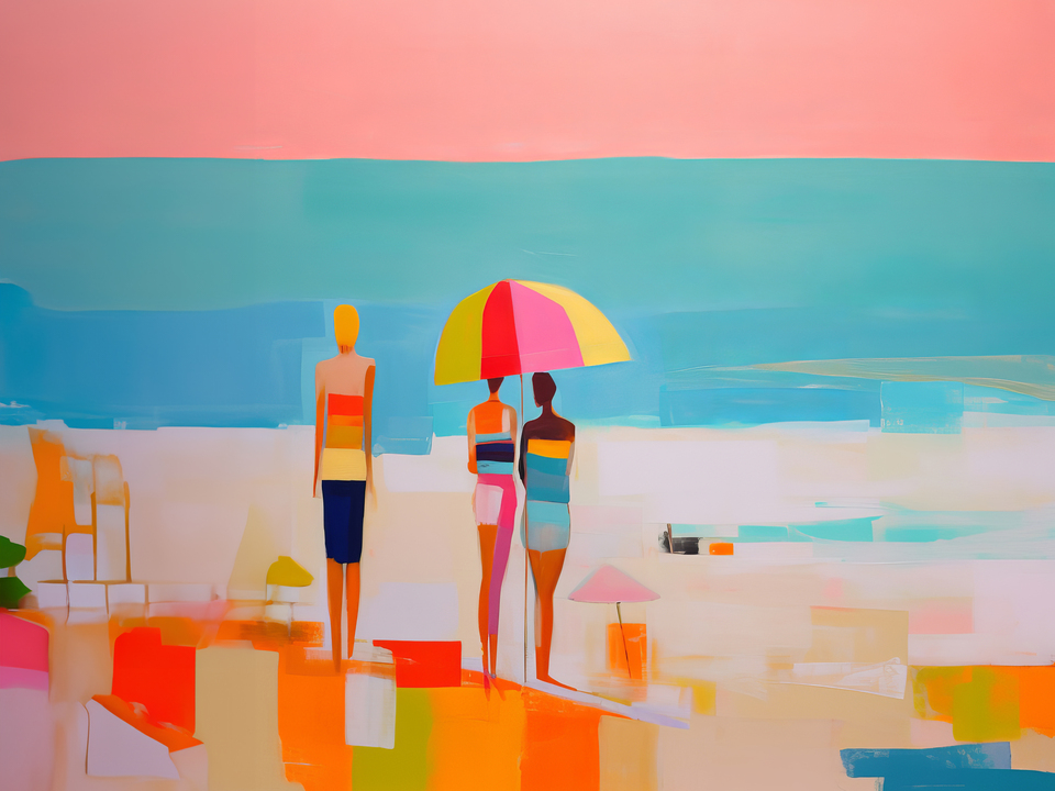 Summer Vibes Color Block Modern Beach Art 5