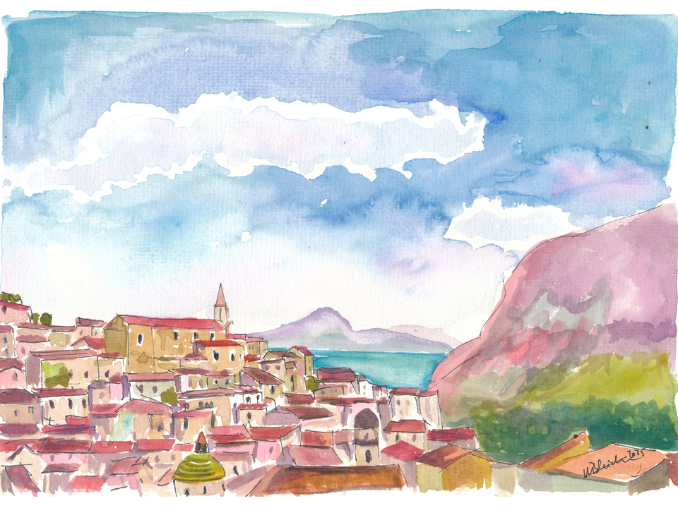 Sunlit Maratea Potenza Coastline with Sea View