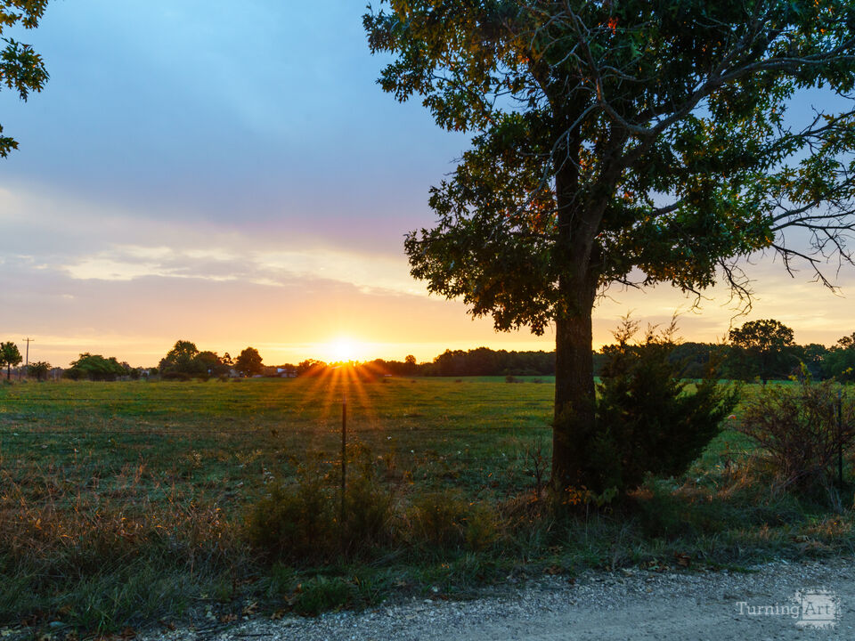 Autumn Sunrise Over the Farm