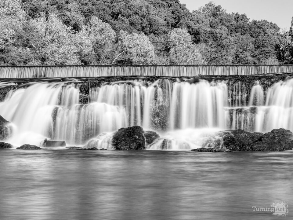 Autumn Flow At Grand Falls Grayscale