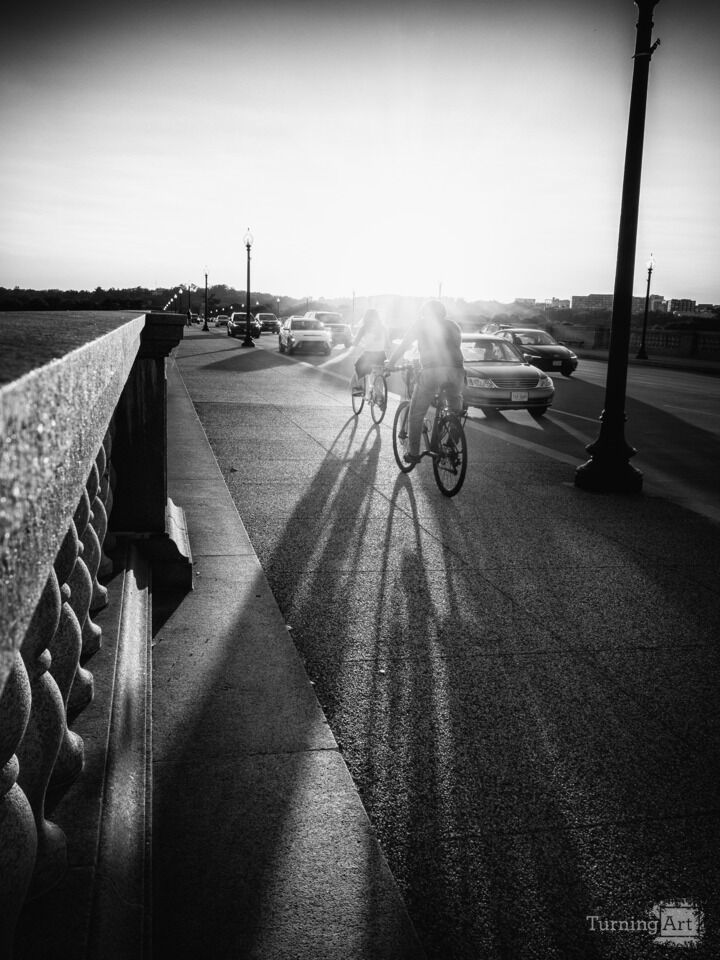 Bridge Cyclists at Sunset, Washington DC