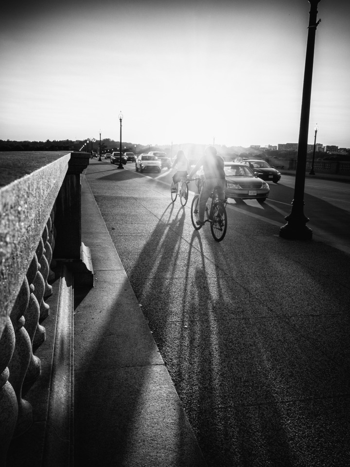 Bridge Cyclists at Sunset, Washington DC