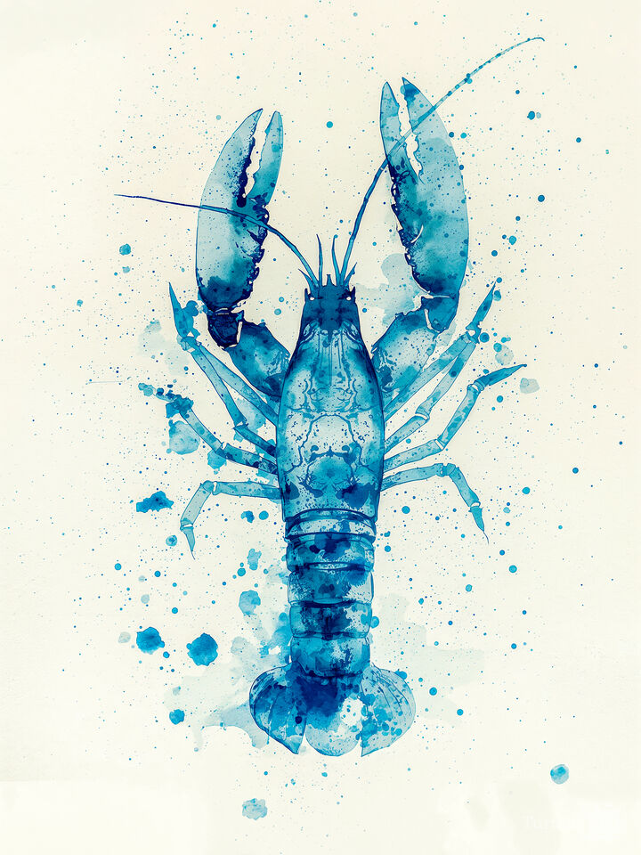 Blue Lobster in Watercolor