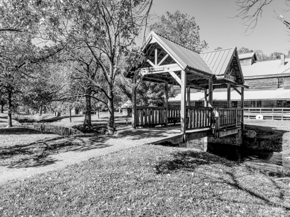 Wooden Bridge To Jolly Mill Grayscale