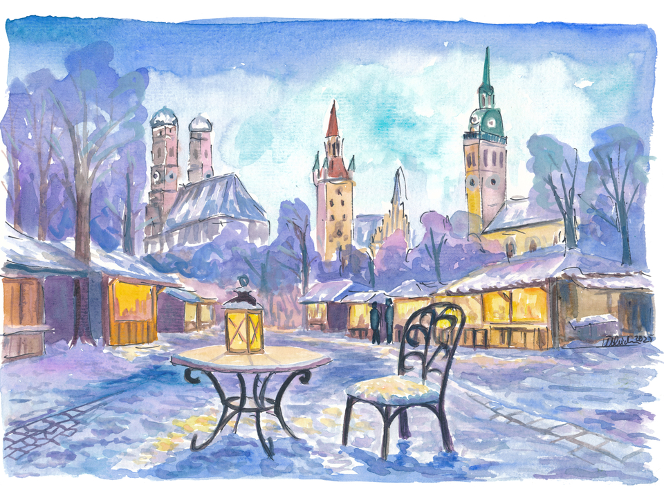 Nocturne Winter Magic over Munich’s Frauenkirche