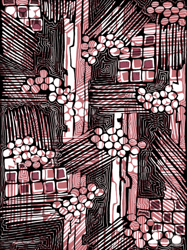 SUM OF ITS PARTS, INVERTED ROSE PINK ABSTRACT GEOMETRIC