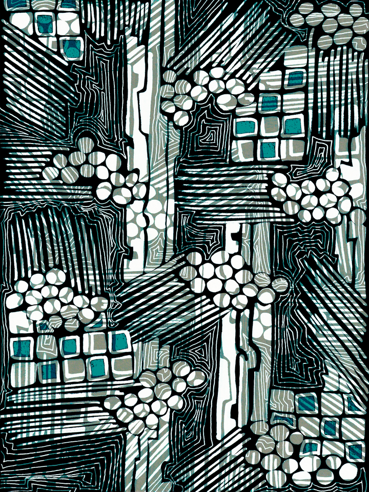 SUM OF ITS PARTS, INVERTED TEAL ABSTRACT GEOMETRIC